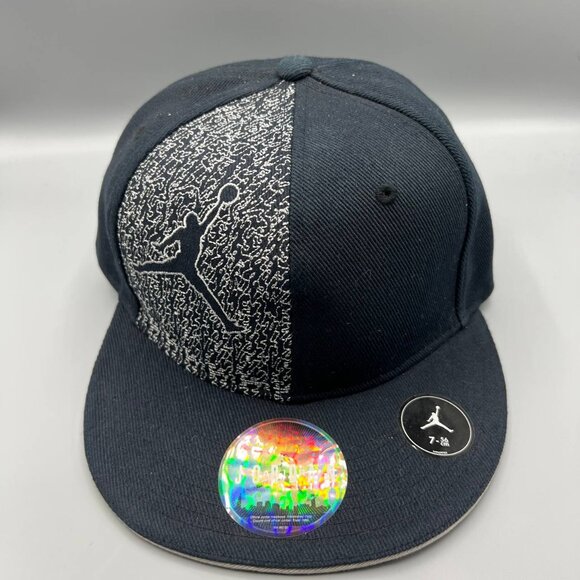 Air Jordan Hat Men 7 Navy Blue Cement Elephant Jumpman Fitted Cap - Picture 1 of 8